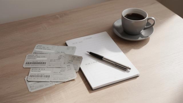Reiseplan und Bahntickets auf einem Tisch